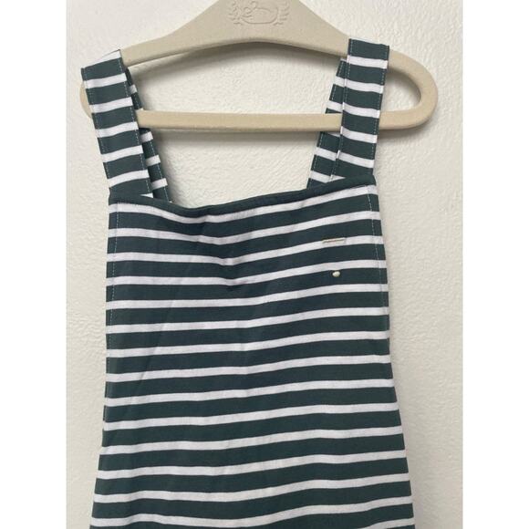 Gray Label Organic Cotton Striped Tatum Romper Overalls Blue Gray NWT Sz 9 10 - Picture 5 of 6
